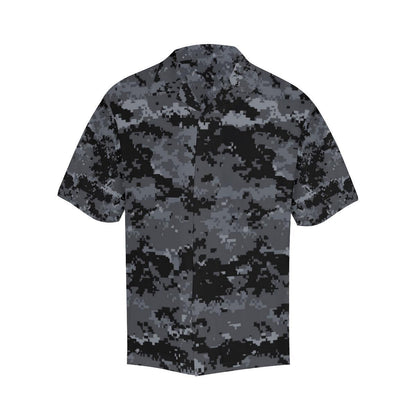 ACU Digital Black Camouflage Men Aloha Hawaiian Shirt