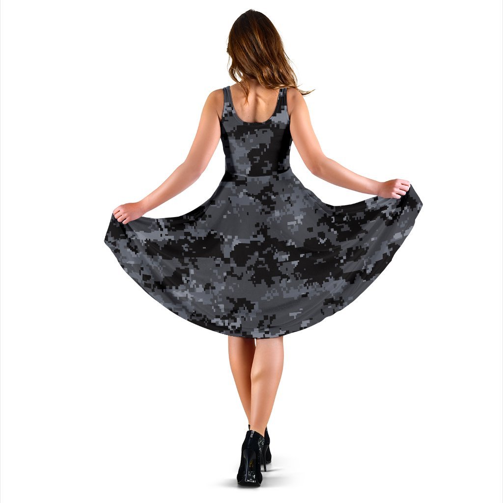 ACU Digital Black Camouflage Sleeveless Dress