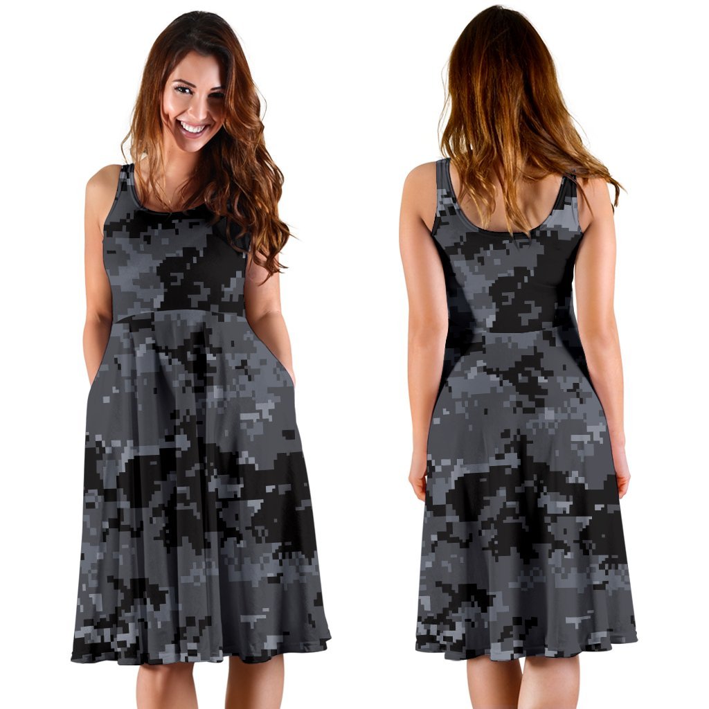 ACU Digital Black Camouflage Sleeveless Dress