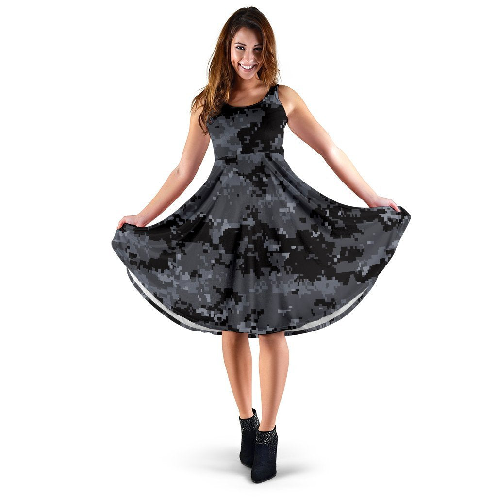 ACU Digital Black Camouflage Sleeveless Dress
