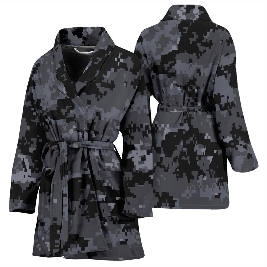 ACU Digital Black Camouflage Women Bath Robe-JTAMIGO.COM