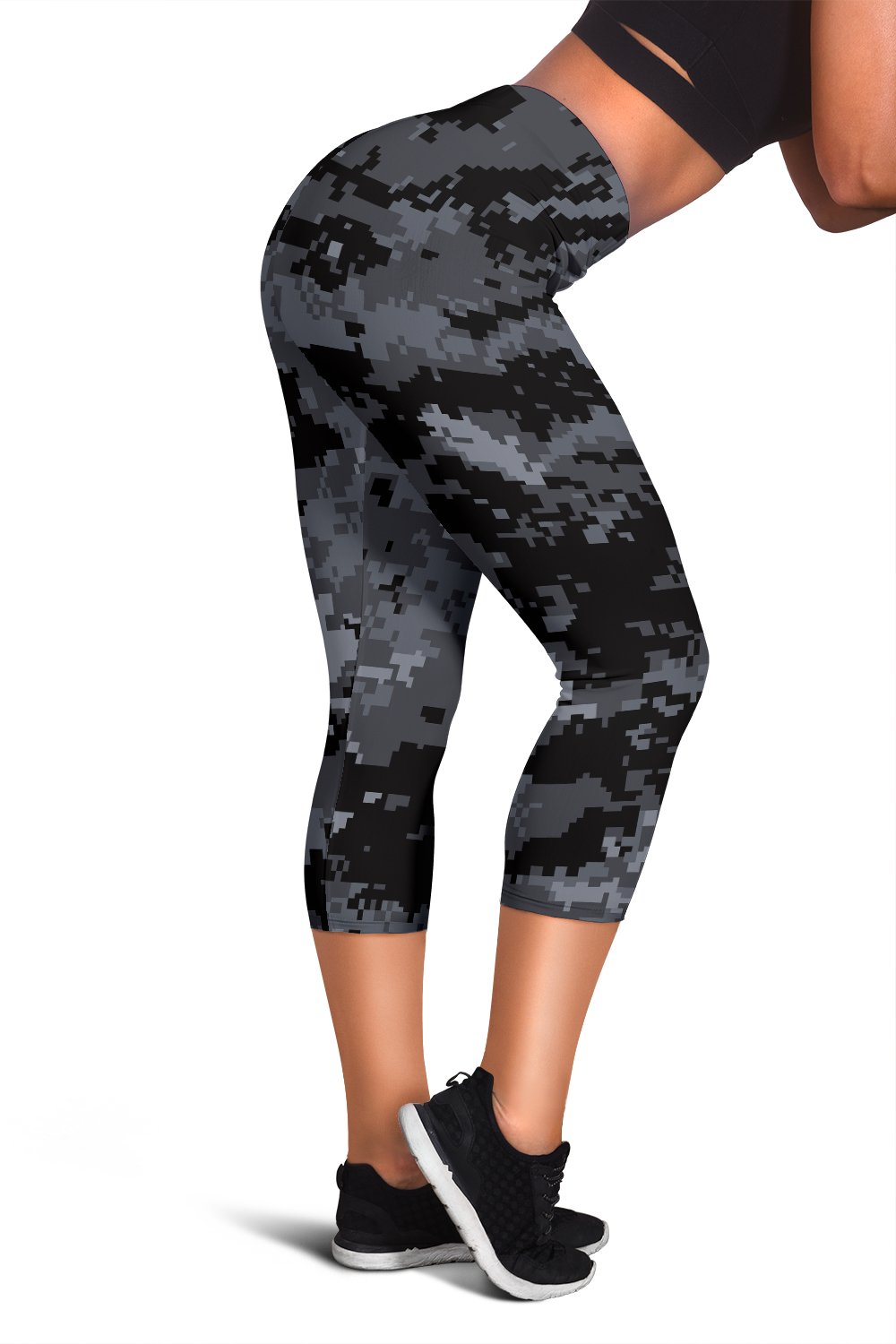 ACU Digital Black Camouflage Women Capris