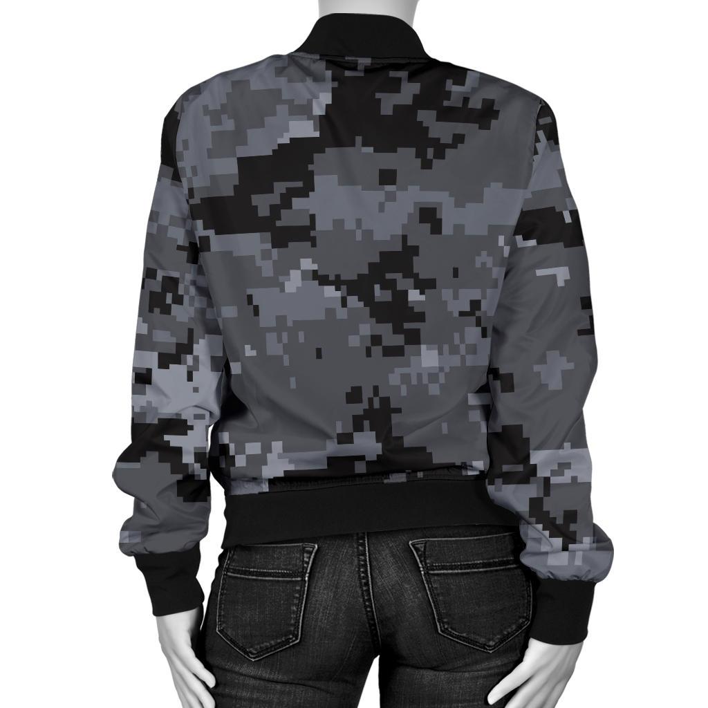 ACU Digital Black Camouflage Women Casual Bomber Jacket