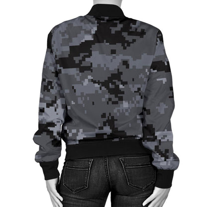ACU Digital Black Camouflage Women Casual Bomber Jacket