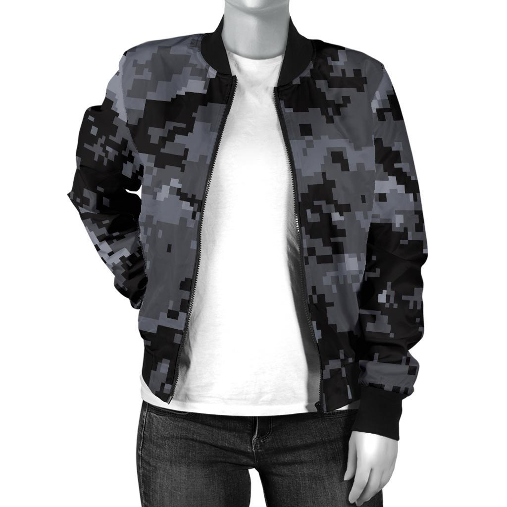 ACU Digital Black Camouflage Women Casual Bomber Jacket