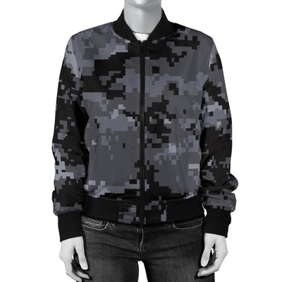 ACU Digital Black Camouflage Women Casual Bomber Jacket