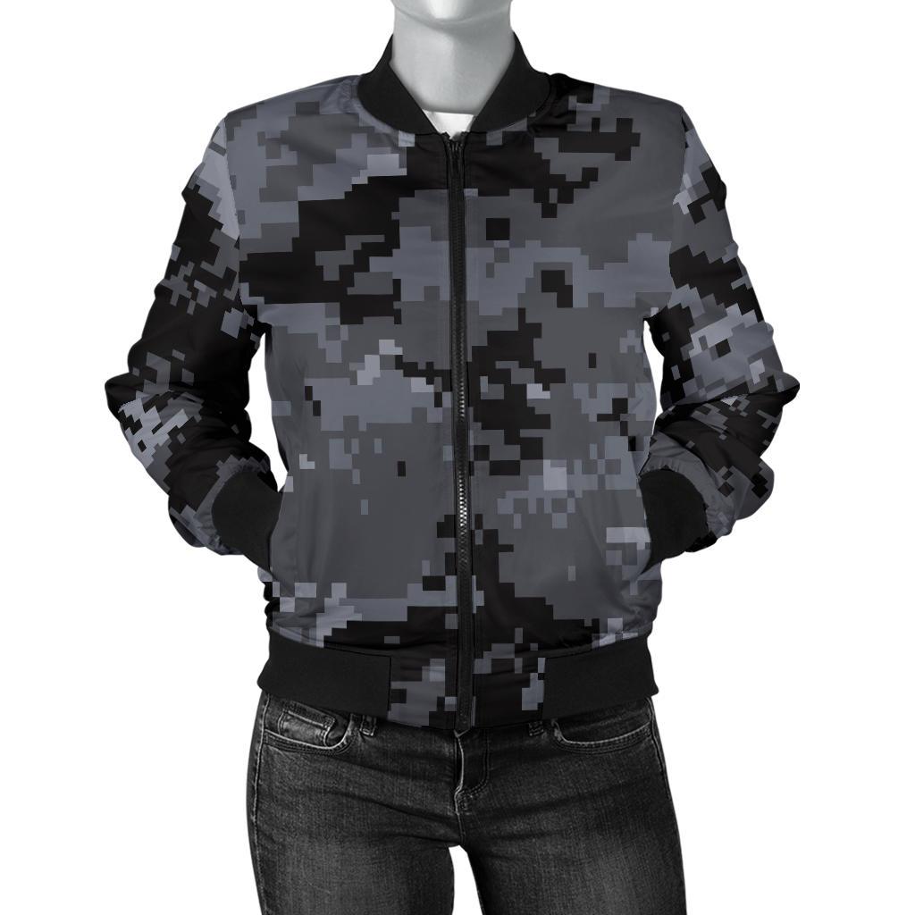 ACU Digital Black Camouflage Women Casual Bomber Jacket