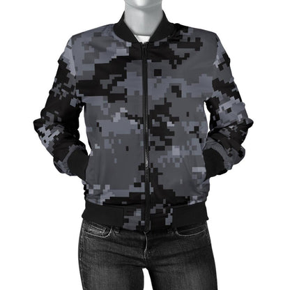 ACU Digital Black Camouflage Women Casual Bomber Jacket