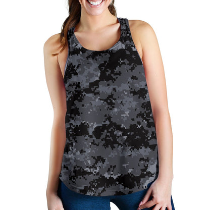 ACU Digital Black Camouflage Women Racerback Tank Top