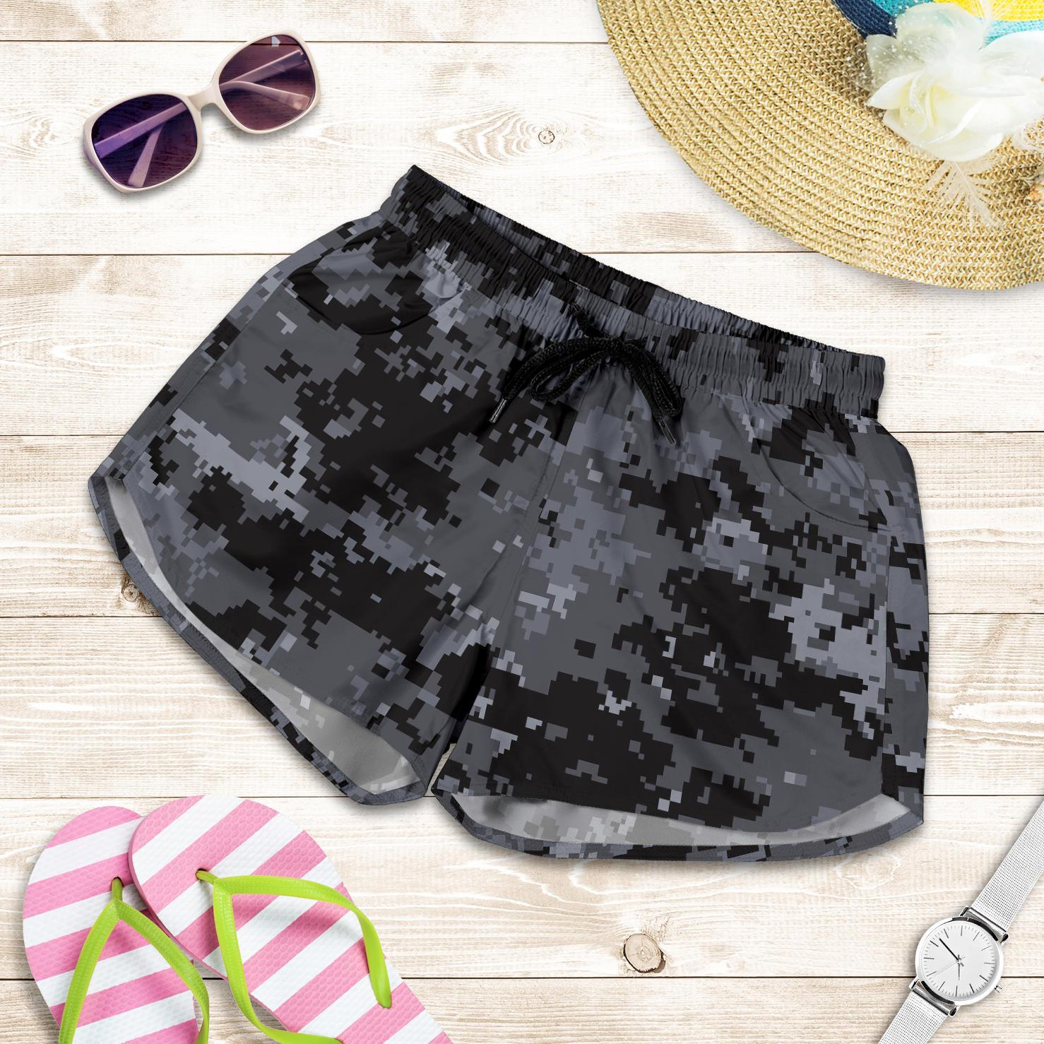 ACU Digital Black Camouflage Women Shorts-JTAMIGO.COM