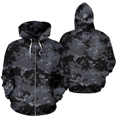 ACU Digital Black Camouflage Zip Up Hoodie