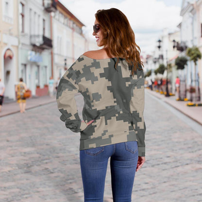 ACU Digital Camouflage Off Shoulder Sweatshirt