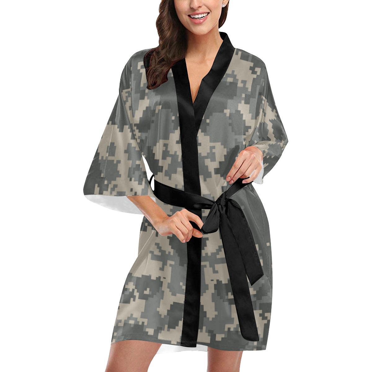 ACU Digital Camouflage Women Short Kimono Robe