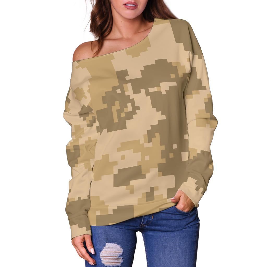ACU Digital Desert Camouflage Off Shoulder Sweatshirt