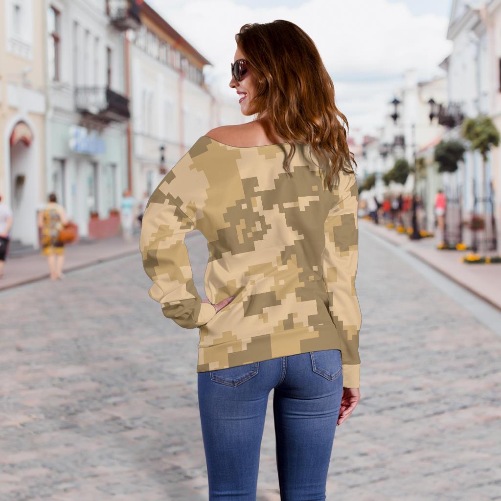 ACU Digital Desert Camouflage Off Shoulder Sweatshirt