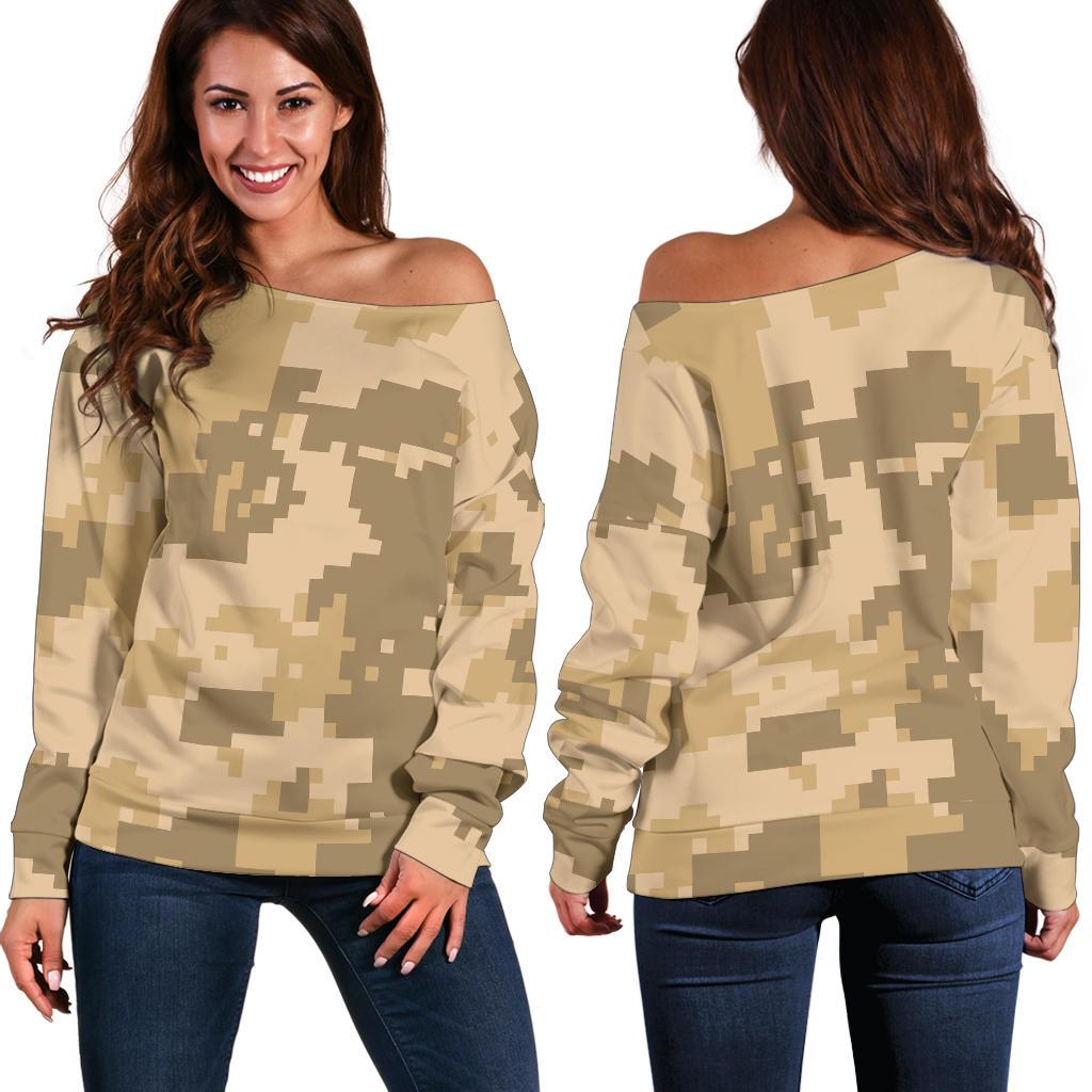 ACU Digital Desert Camouflage Off Shoulder Sweatshirt