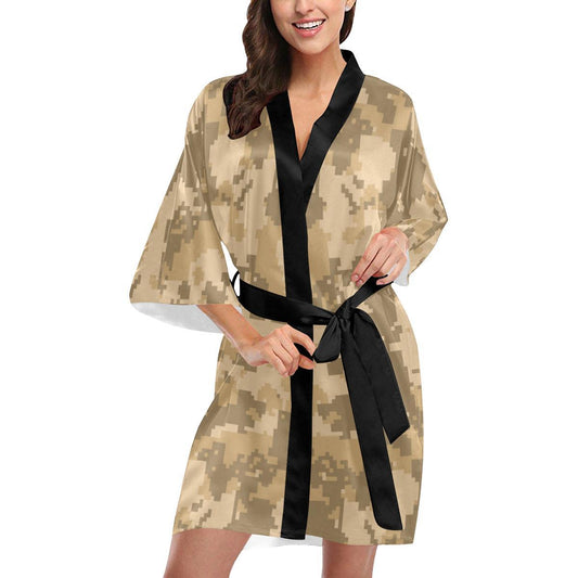 ACU Digital Desert Camouflage Women Short Kimono Robe