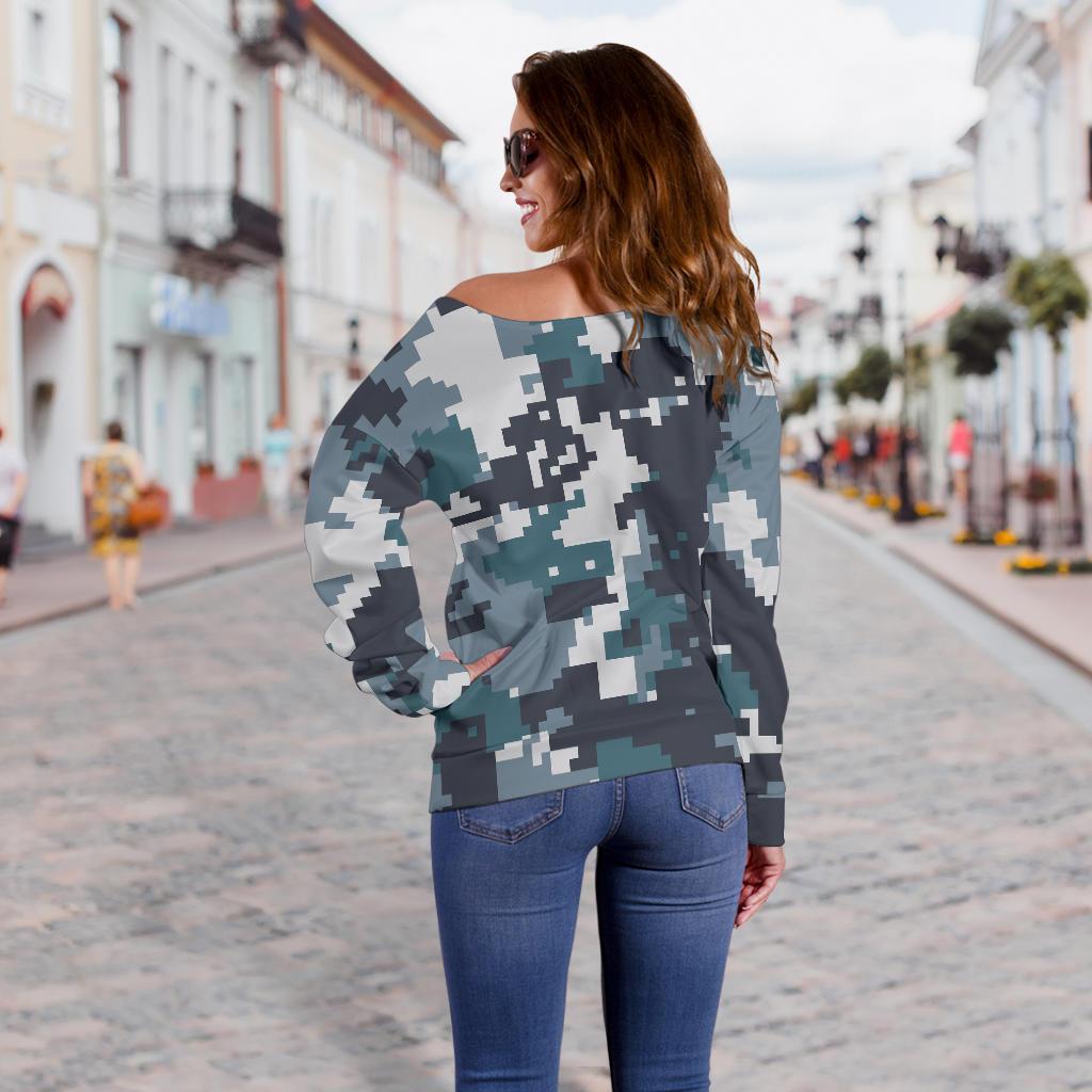 ACU Digital Urban Camouflage Off Shoulder Sweatshirt