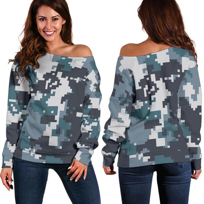 ACU Digital Urban Camouflage Off Shoulder Sweatshirt