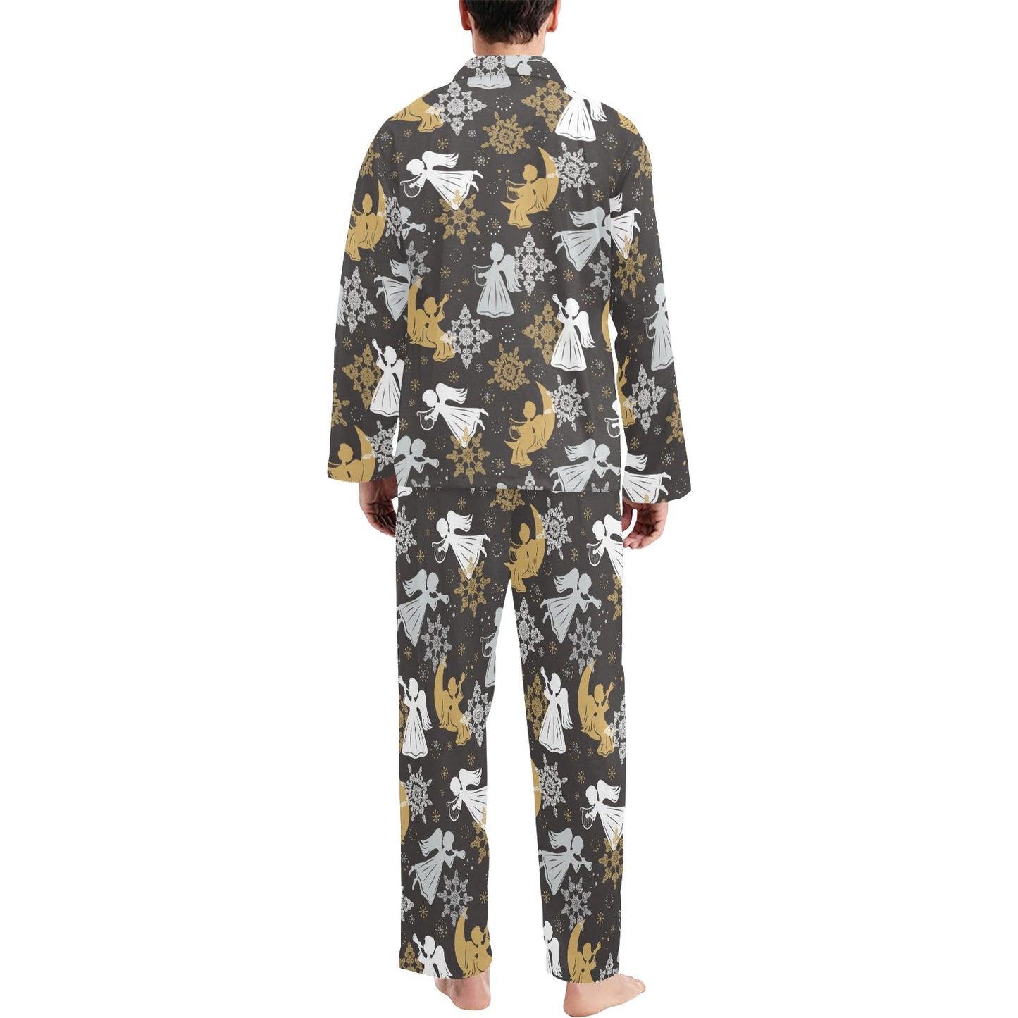 Angel Pattern Print Design 04 Men's Long Pajama Set