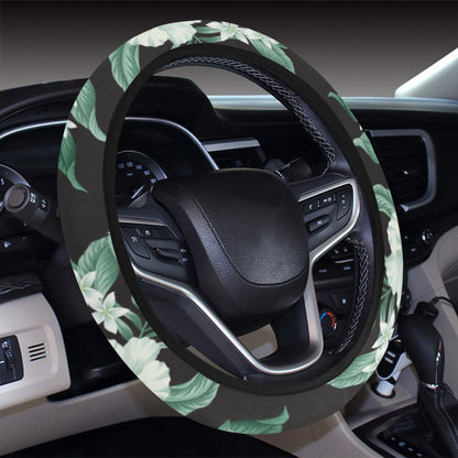 Tropical Flower Print Design LKS303 Steering Wheel Cover with Elastic Edge