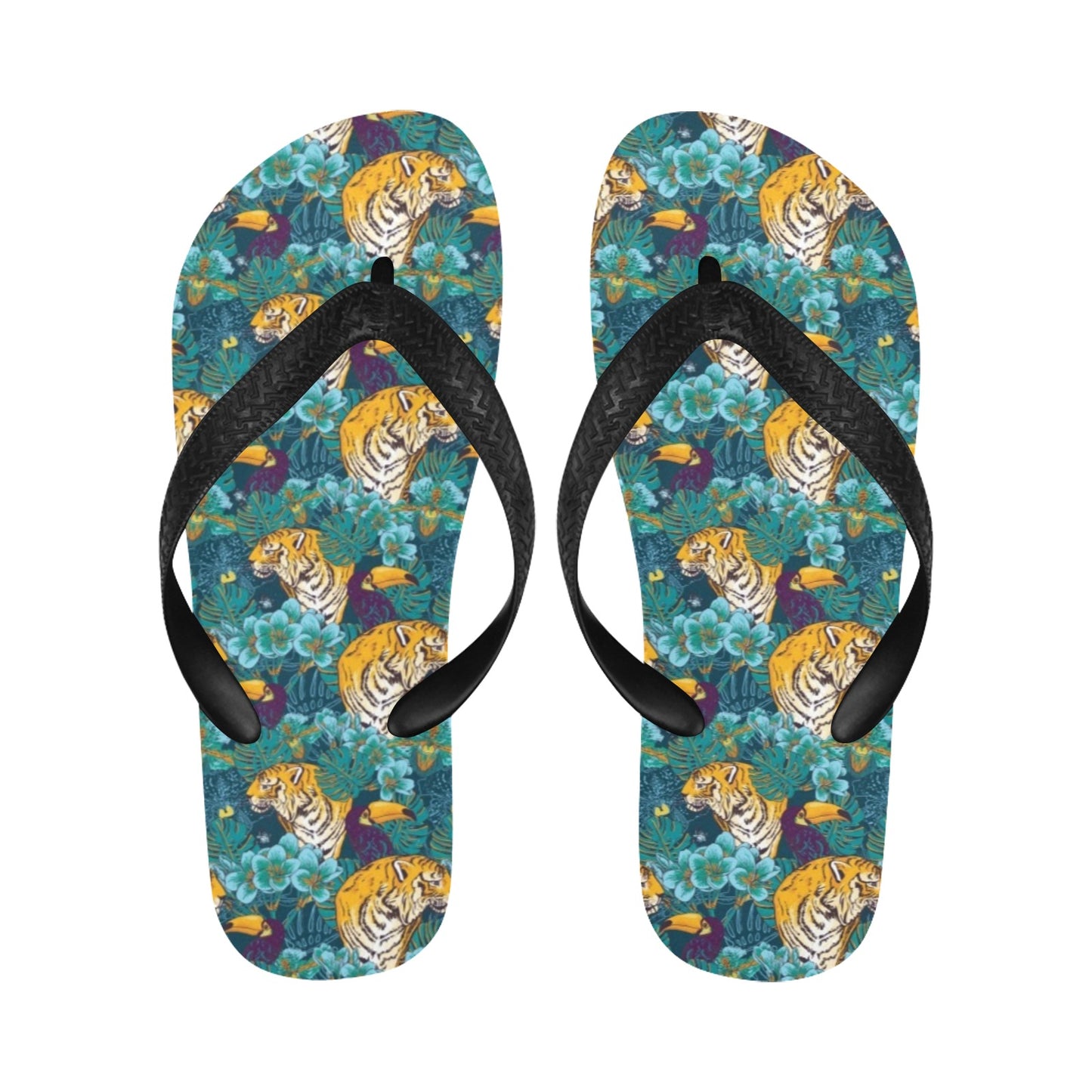Tiger Tropical Print Design LKS301 Flip Flops