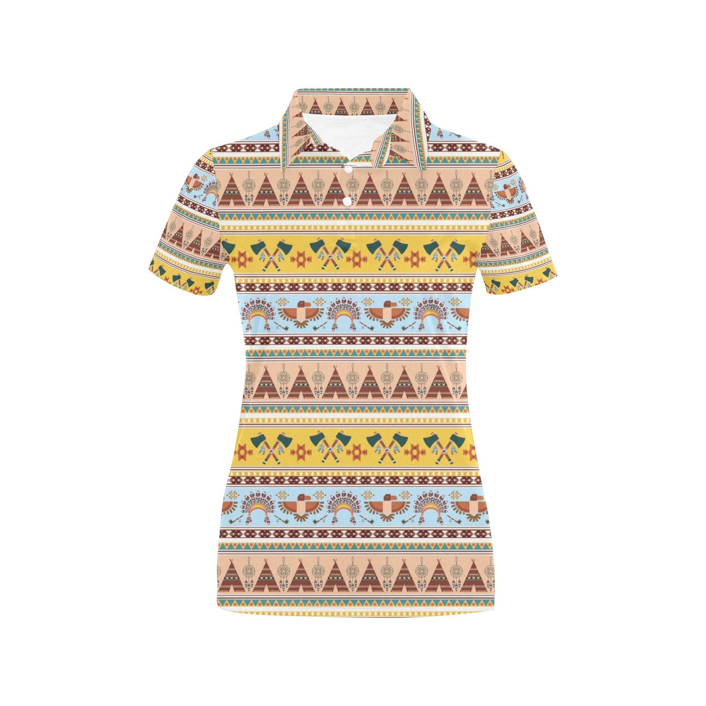 Native American Pattern Design Print Women's Polo Shirt