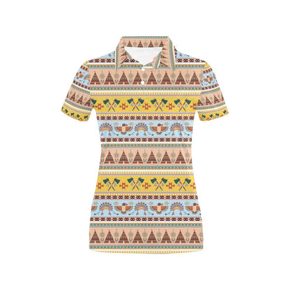 Native American Pattern Design Print Women's Polo Shirt
