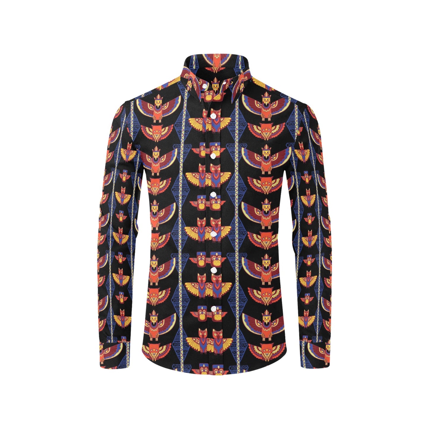 Totem Print Design LKS301 Men's Long Sleeve Dress Shirt