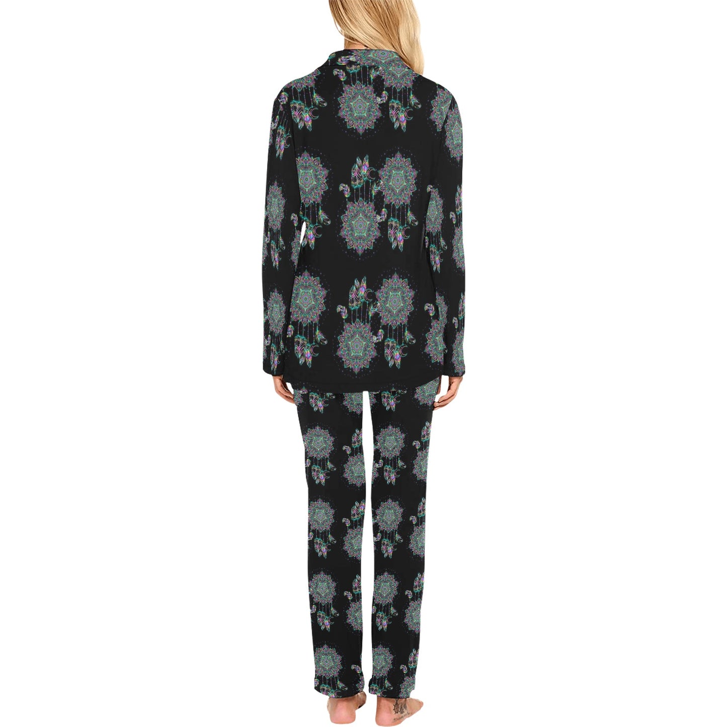 Dream Catcher Colorful Hand Draw Women's Long Pajama Set