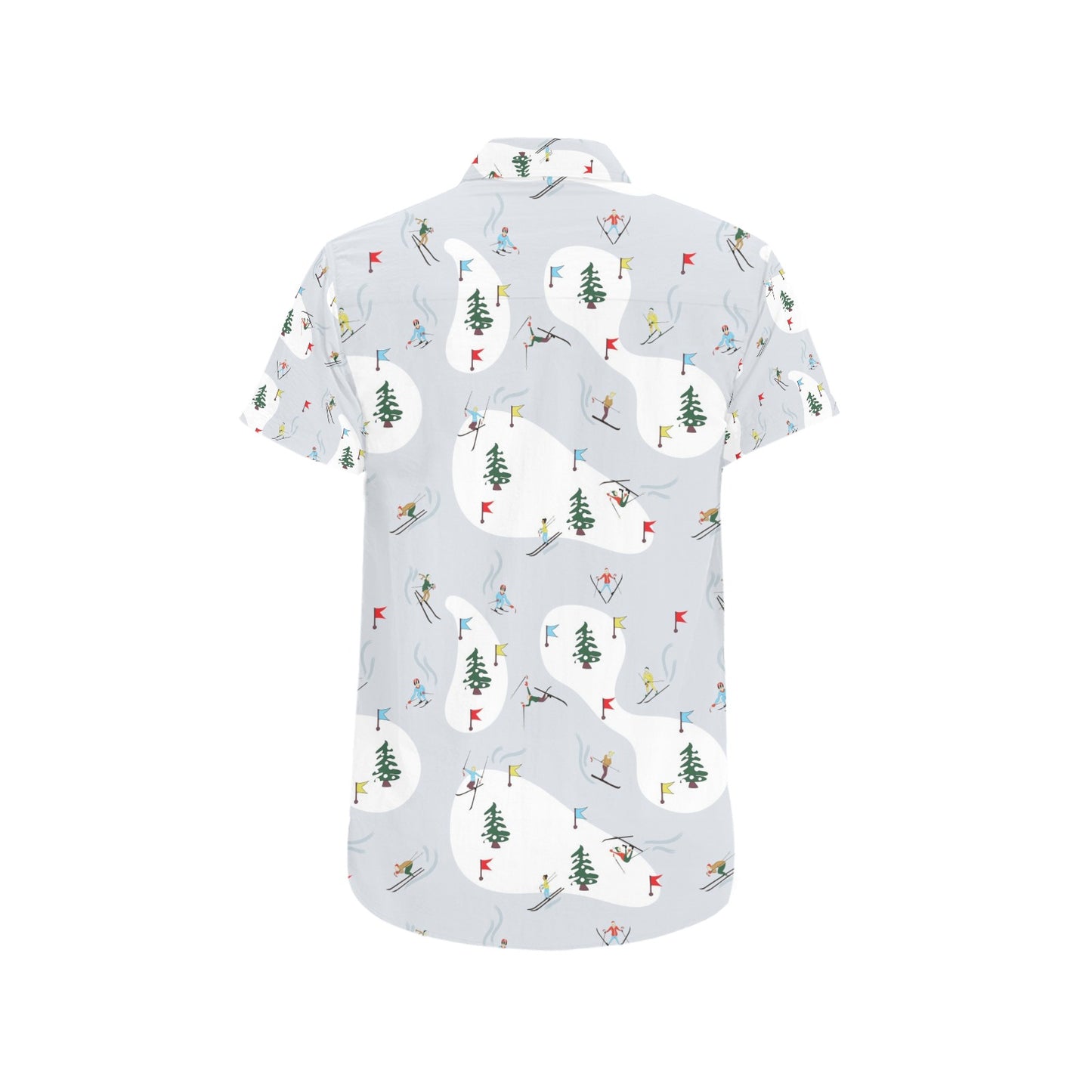 Ski Print Design LKS305 Men Short Sleeve Button Up Shirt