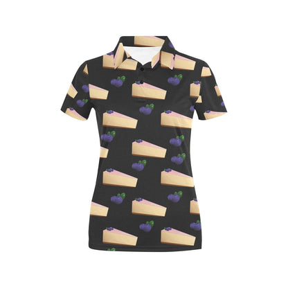 Cheesecake blueberry Pattern Print Design CK01 Women's Polo Shirt