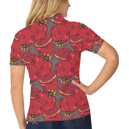 Pomegranate Pattern Print Design PG05 Women's Polo Shirt