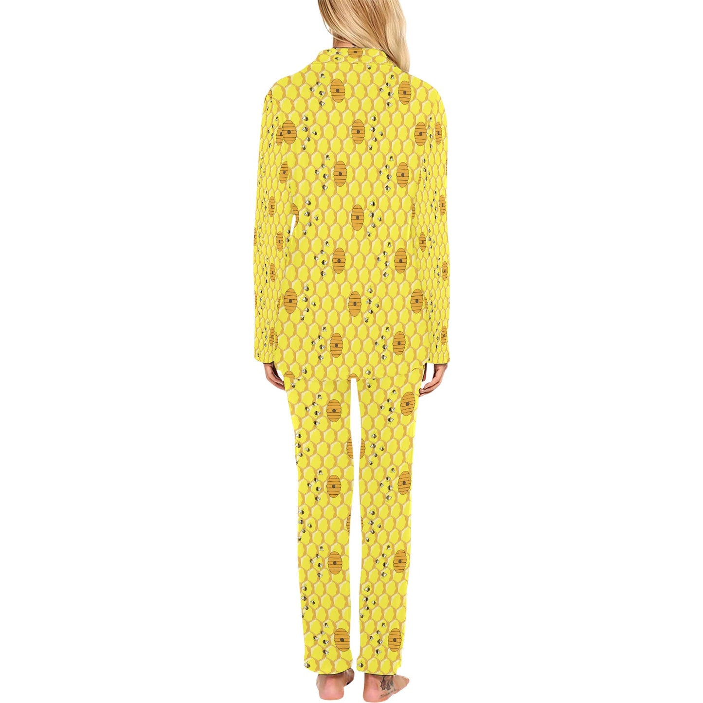 Honey Bee Print Design LKS303 Women's Long Pajama Set