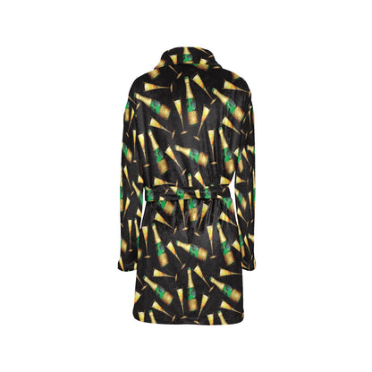 Champagne Pattern Print Design 02 Women's Fleece Robe