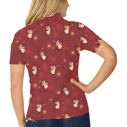 Angel Pattern Print Design 07 Women's Polo Shirt