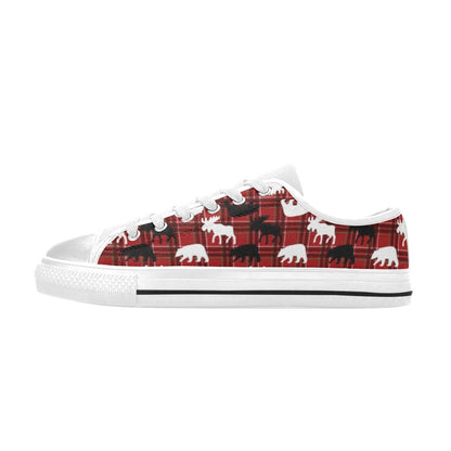 Moose Print Design LKS401 Women's White Low Top Shoes