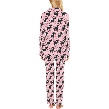 Chihuahua Pink Print Pattern Women's Long Pajama Set