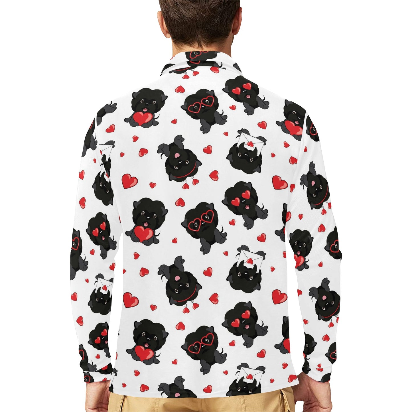 Affenpinscher Pattern Print Design 01 Long Sleeve Polo Shirt For Men's