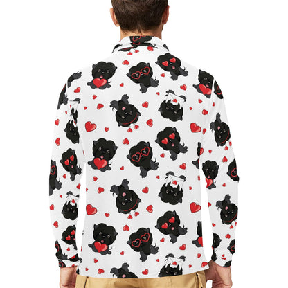Affenpinscher Pattern Print Design 01 Long Sleeve Polo Shirt For Men's