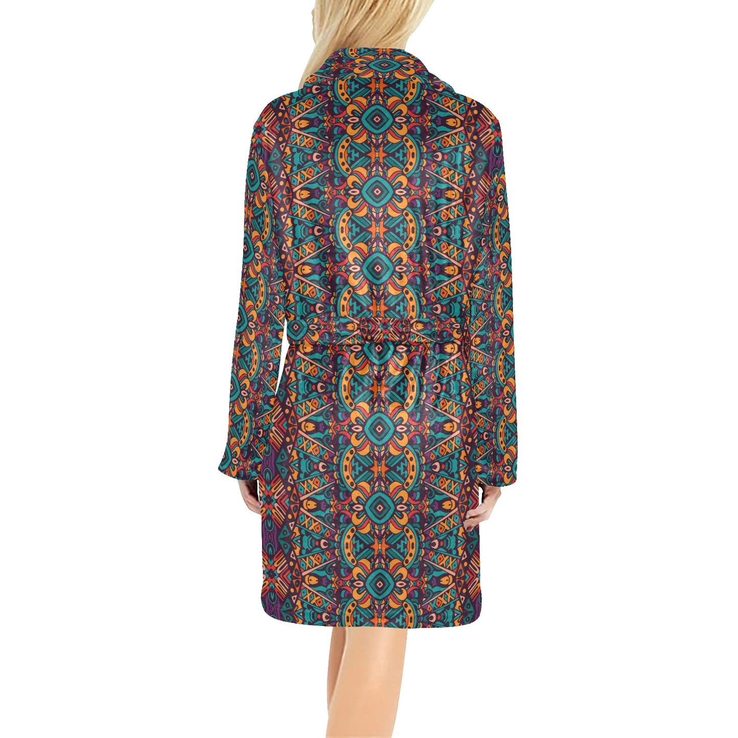 Ethnic Style Print Pattern Women's Fleece Robe