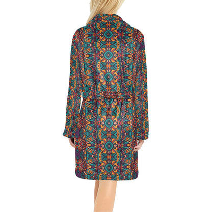 Ethnic Style Print Pattern Women's Fleece Robe
