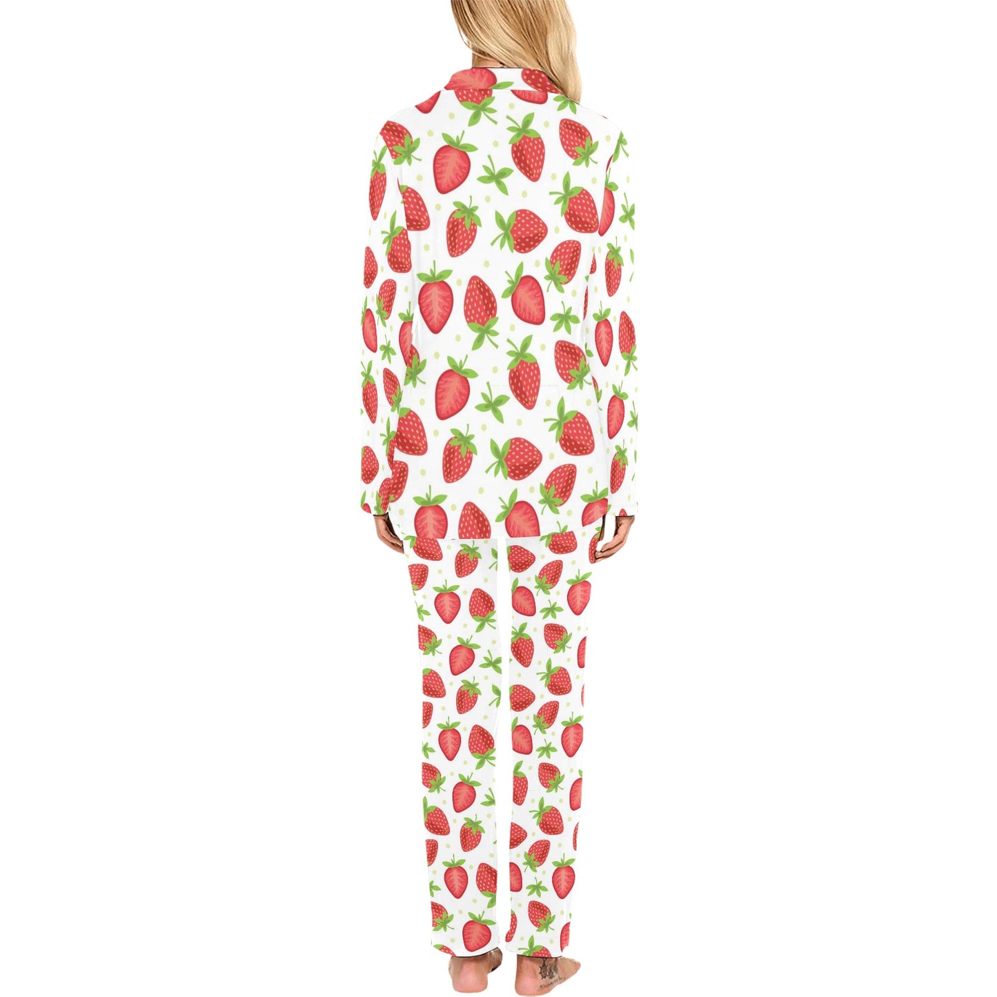 Strawberry Pattern Print Design SB07 Women's Long Pajama Set
