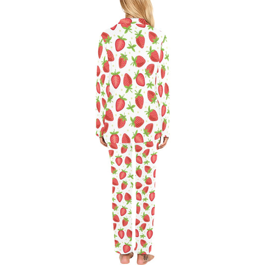 Strawberry Pattern Print Design SB07 Women's Long Pajama Set