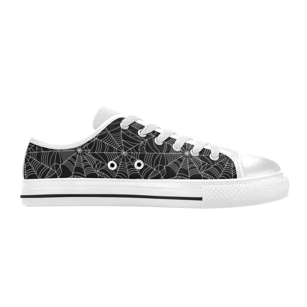 Spider Web Print Design LKS301 Women's White Low Top Shoes
