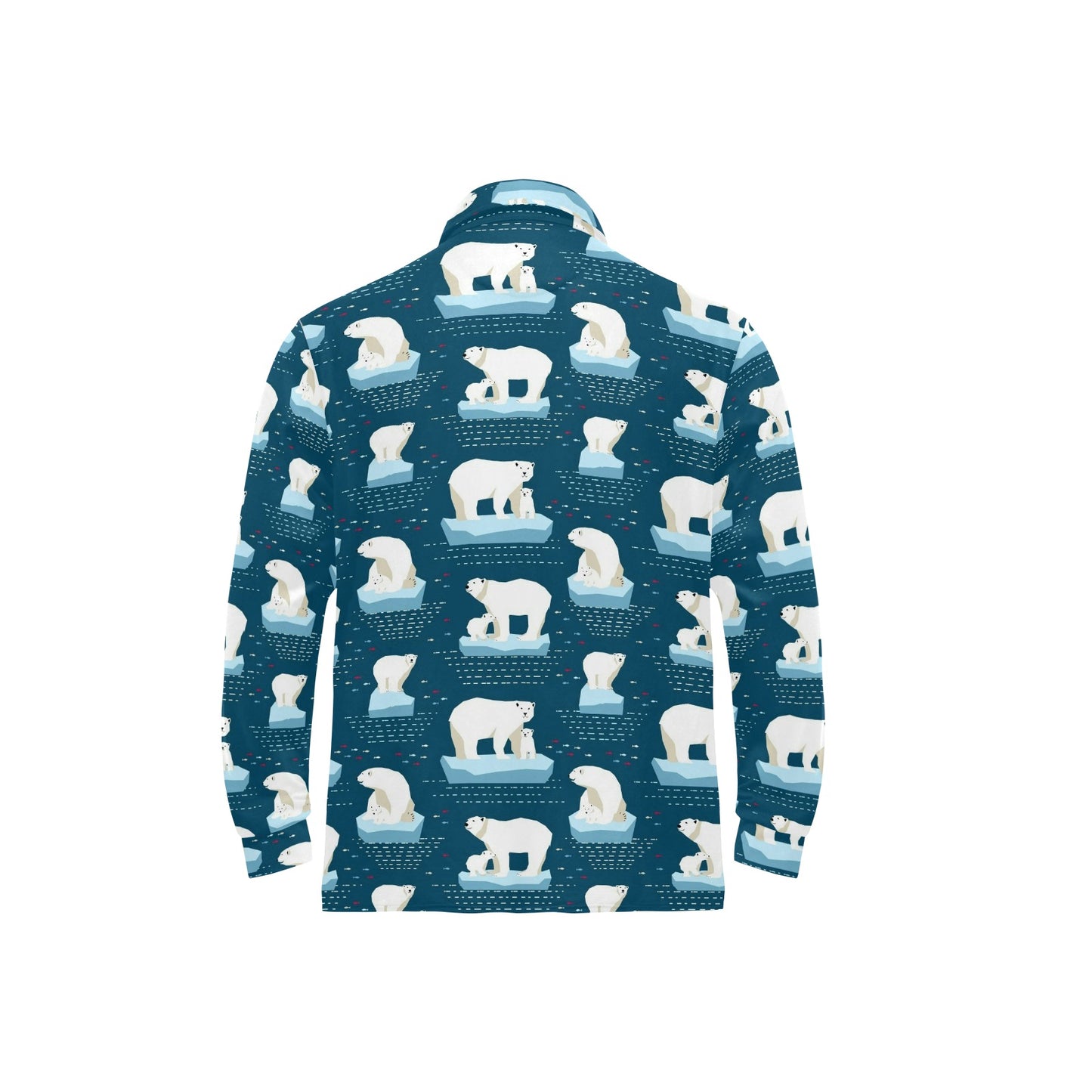 Polar Bear Pattern Print Design PB02 Long Sleeve Polo Shirt For Men's