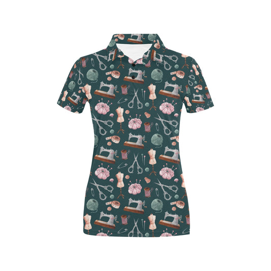 Sewing Equipment Print Design LKS307 Women's Polo Shirt