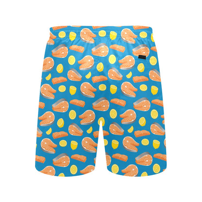Salmon Steak With Lemon Print Design LKS308 Men's Swim Trunks Beach Shorts