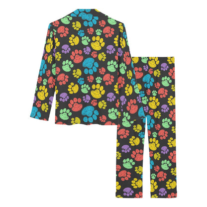 Paw Colorful Print Women's Long Pajama Set
