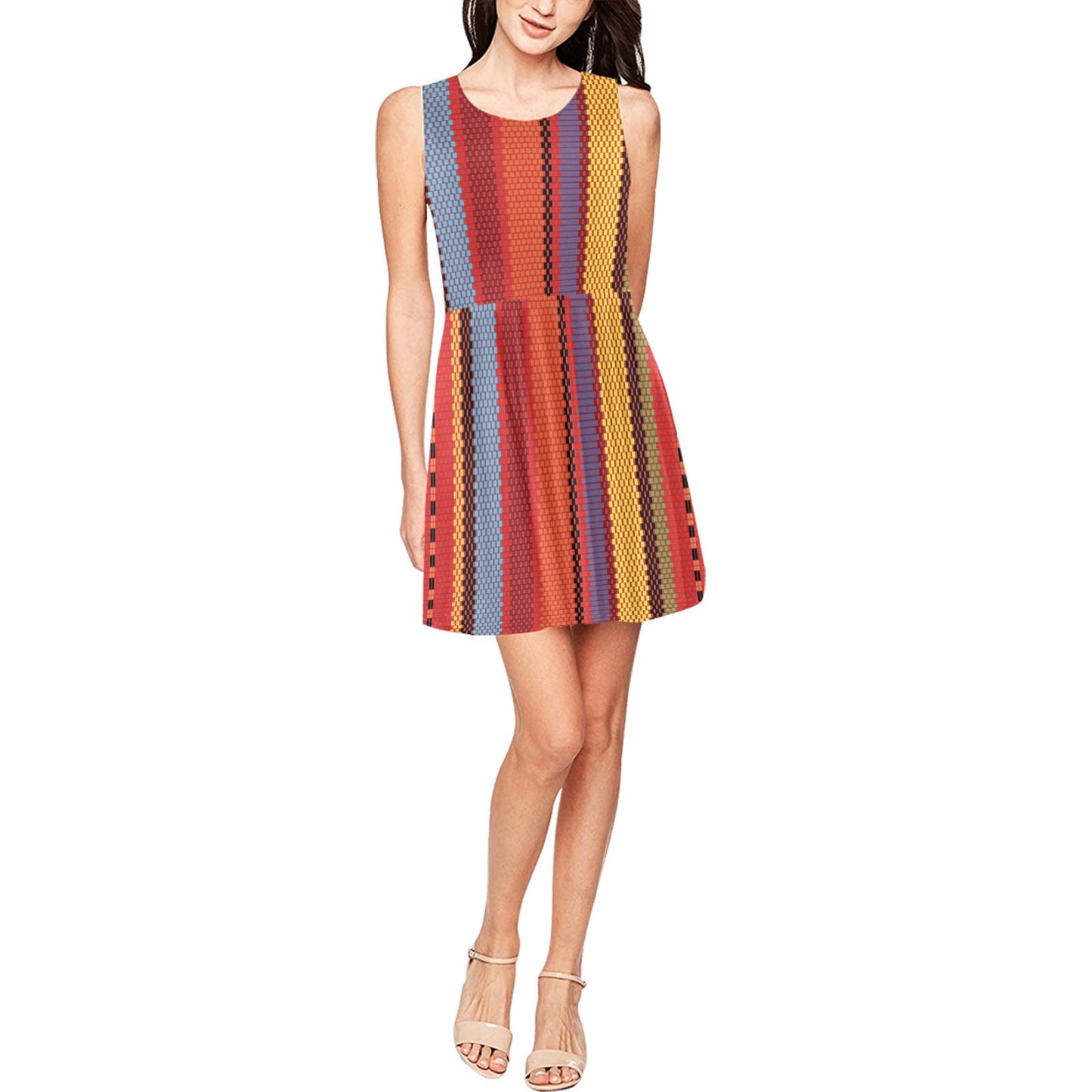Mexican Pattern Print Design 05 Sleeveless Dress